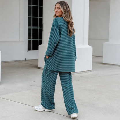 Melissa – Striped Pullover And Wide-Leg Pants Set