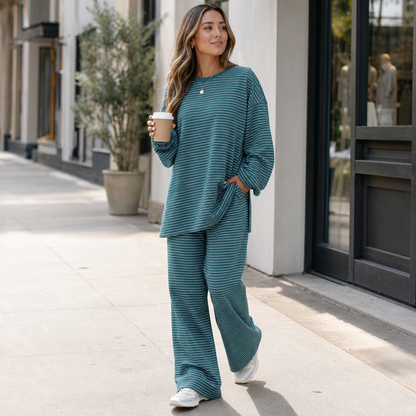 Melissa – Striped Pullover And Wide-Leg Pants Set