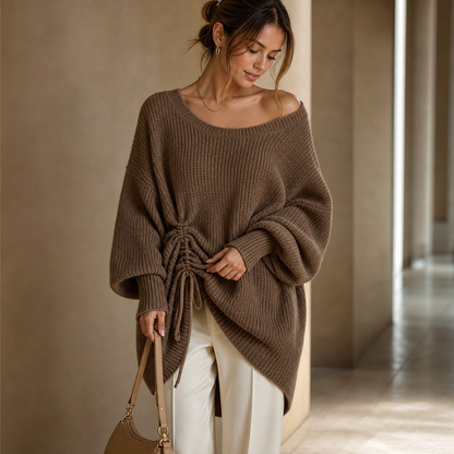 Wendy – Side-Ruched Oversized Knit Sweater