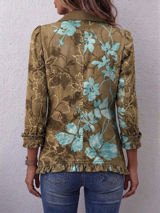 Sundara | Boho Gradient Vintage Floral Ruffle Jacket