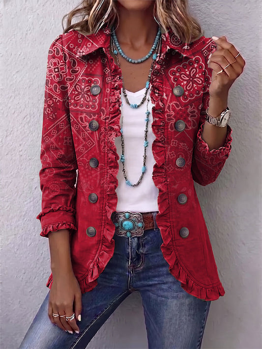 Criselle | Bohemian Paisley Ombre Print Ruffled Jacket