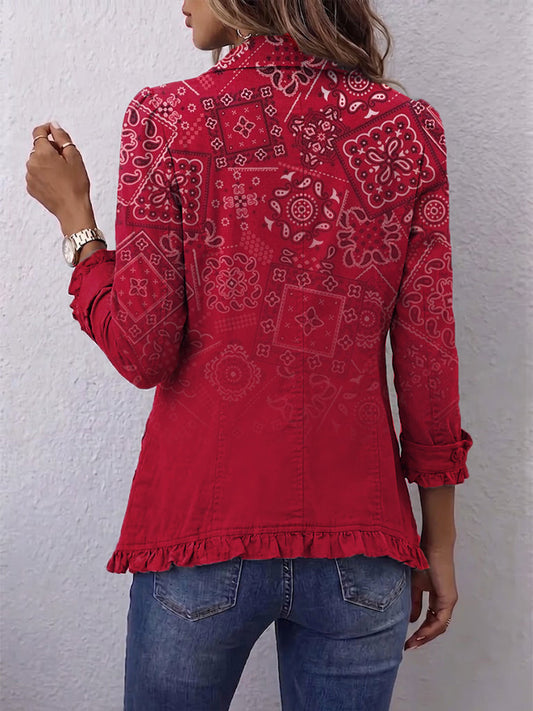 Criselle | Bohemian Paisley Ombre Print Ruffled Jacket