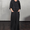Liza | 2-piece cotton-linen set – V-neck top and wide-leg trousers • S1