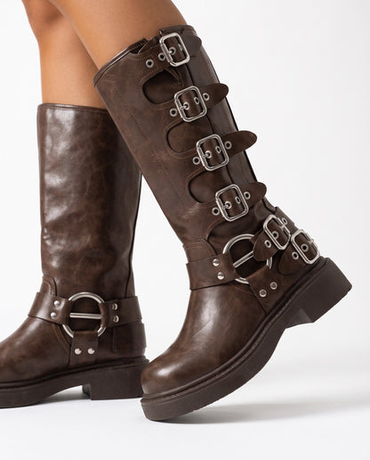 Valkyrie Knee-High Buckle Boots