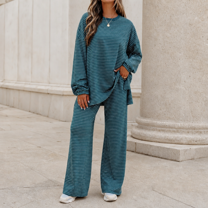 Melissa – Striped Pullover And Wide-Leg Pants Set