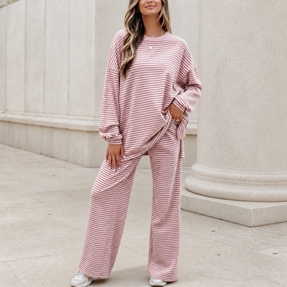 Melissa – Striped Pullover And Wide-Leg Pants Set
