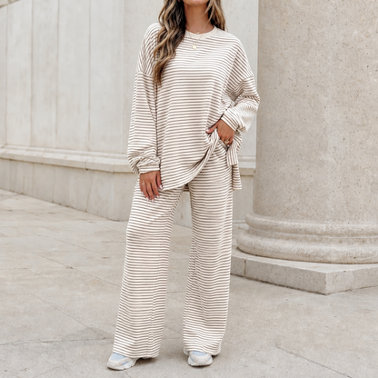 Melissa – Striped Pullover And Wide-Leg Pants Set