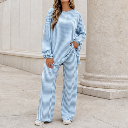 Melissa – Striped Pullover And Wide-Leg Pants Set