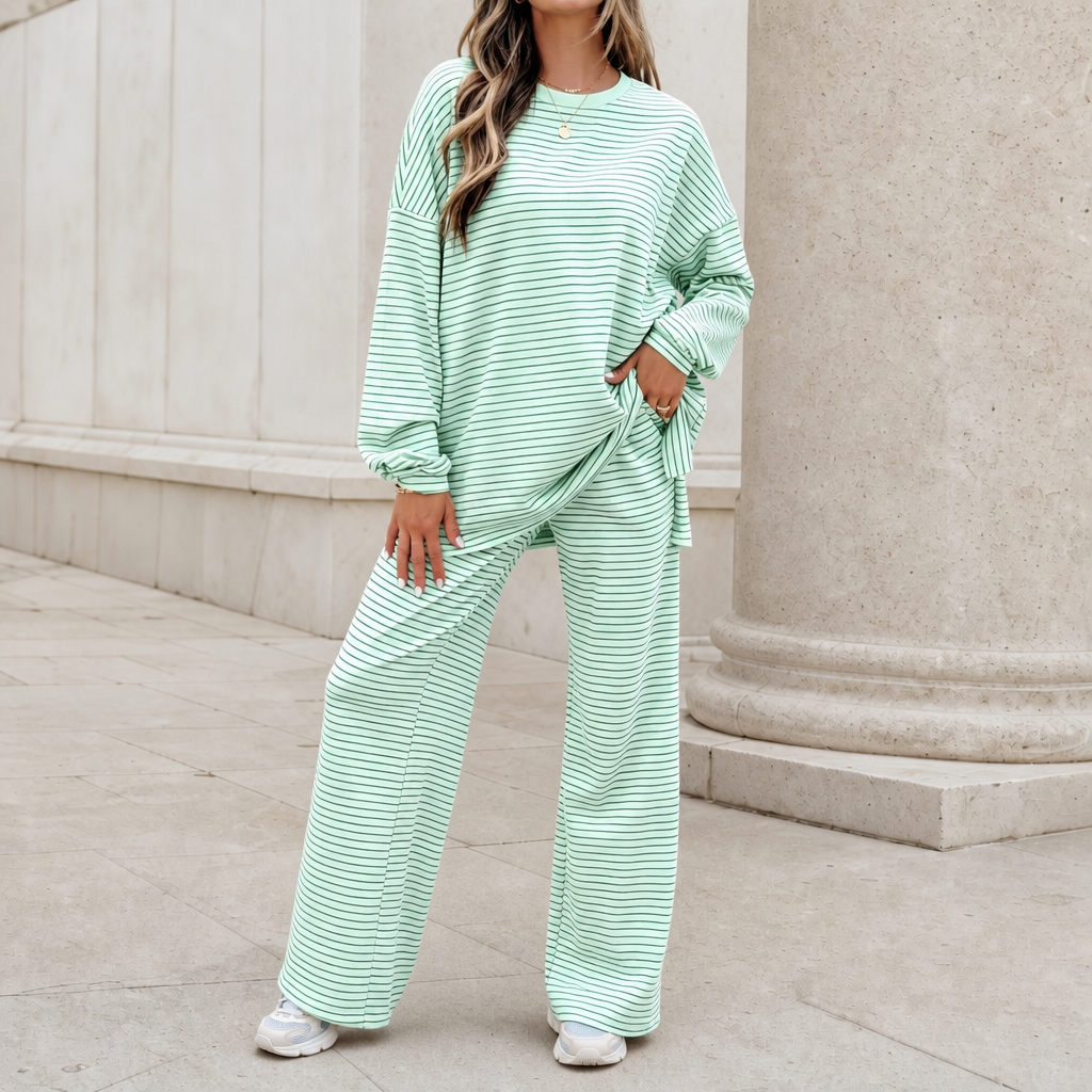 Melissa – Striped Pullover And Wide-Leg Pants Set