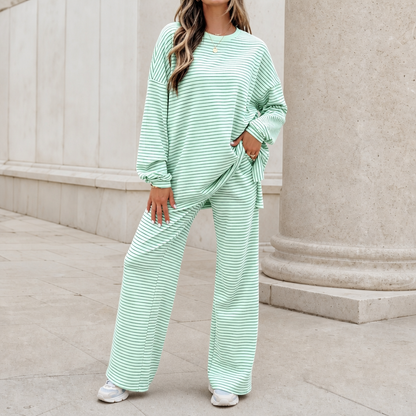 Melissa – Striped Pullover And Wide-Leg Pants Set