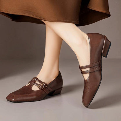 Katherine | Brogued Dual-Strap Mary Jane Pump
