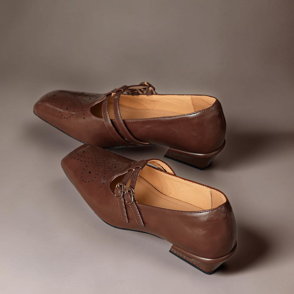Katherine | Brogued Dual-Strap Mary Jane Pump
