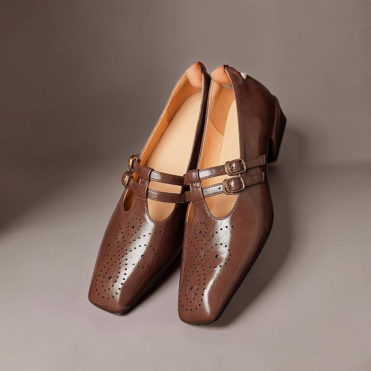 Katherine | Brogued Dual-Strap Mary Jane Pump