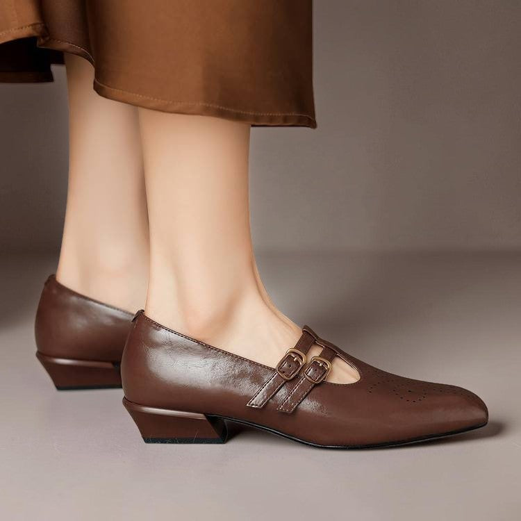 Katherine | Brogued Dual-Strap Mary Jane Pump