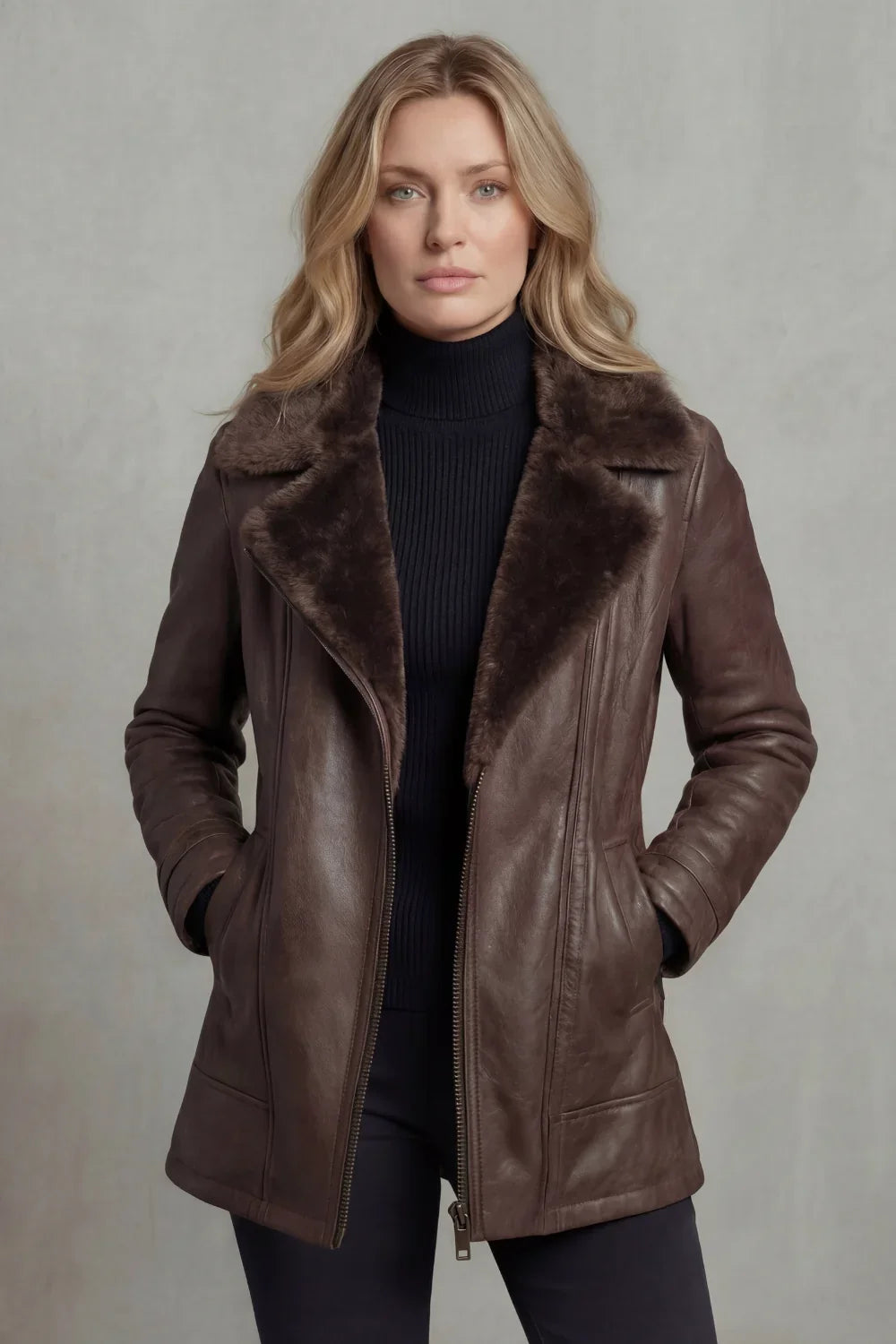 Women's Leather Jacket | Shearling Lined Brown