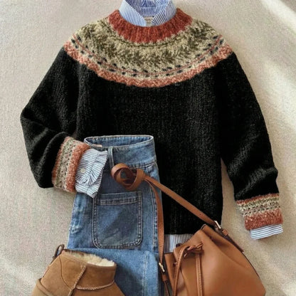Women's Nordic Sweater | Fair Isle Long Sleeve Knit