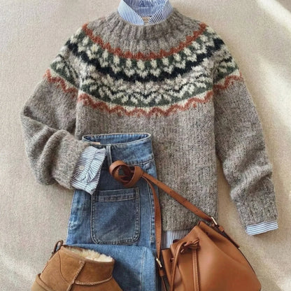 Women's Nordic Sweater | Fair Isle Long Sleeve Knit