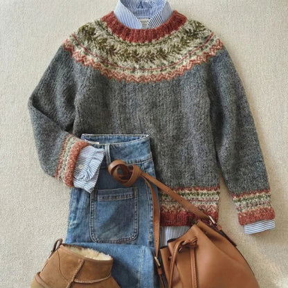 Women's Nordic Sweater | Fair Isle Long Sleeve Knit