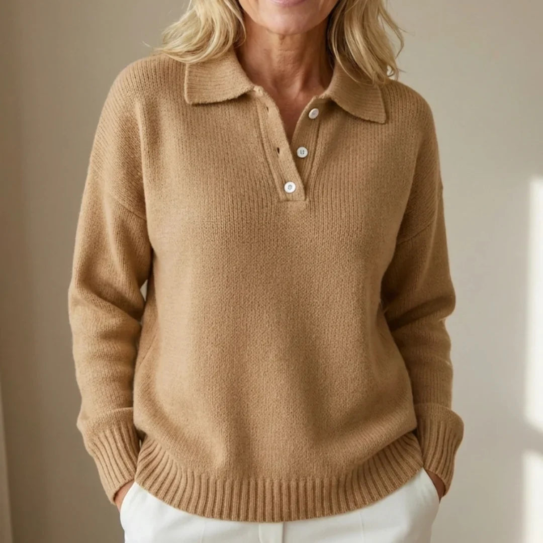 Women's Polo Sweater | Knit Collared Long Sleeve
