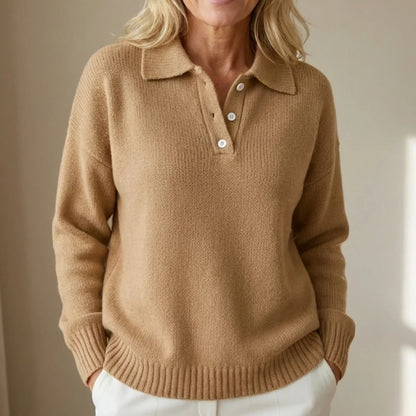 Women's Polo Sweater | Knit Collared Long Sleeve