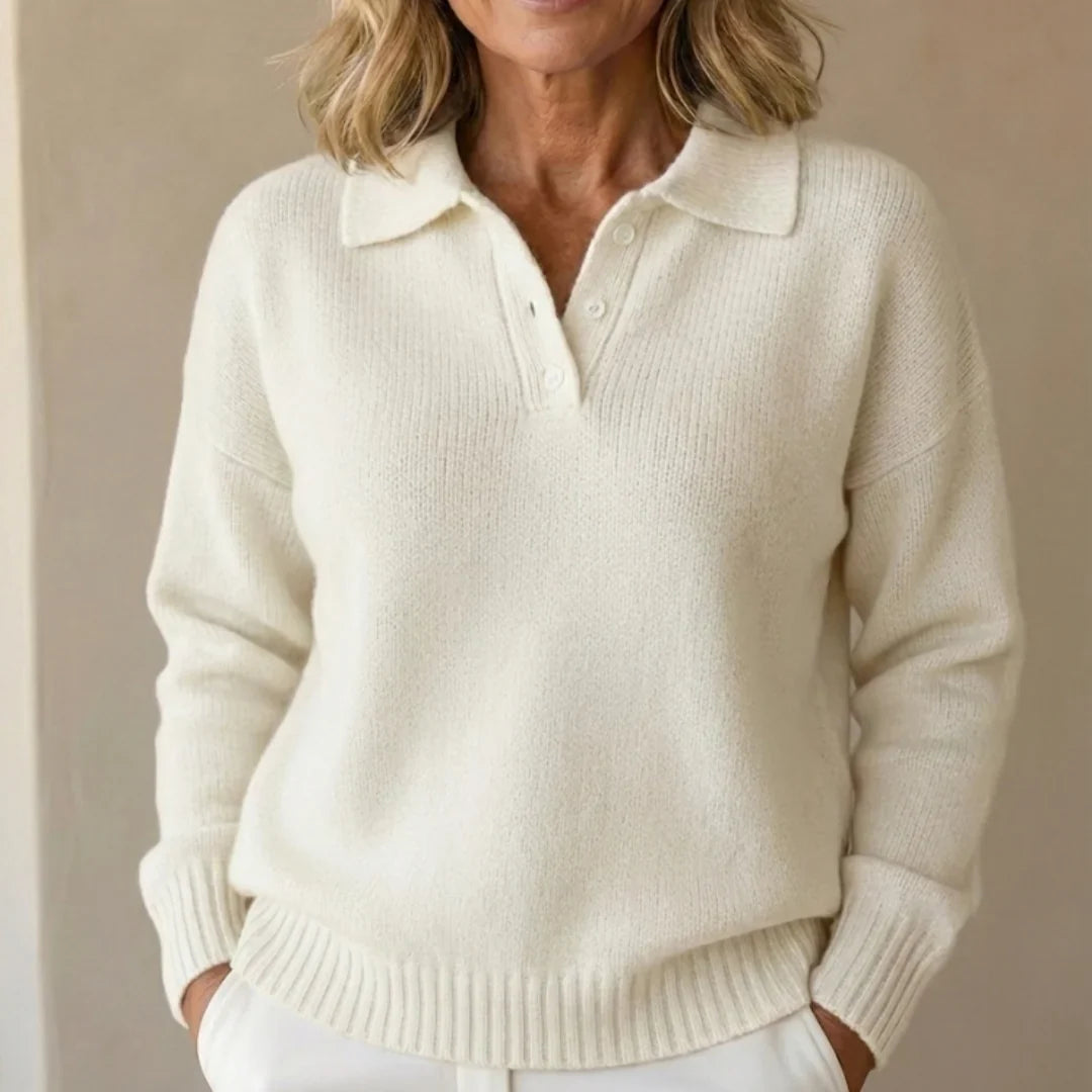 Women's Polo Sweater | Knit Collared Long Sleeve