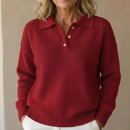 Women's Polo Sweater | Knit Collared Long Sleeve