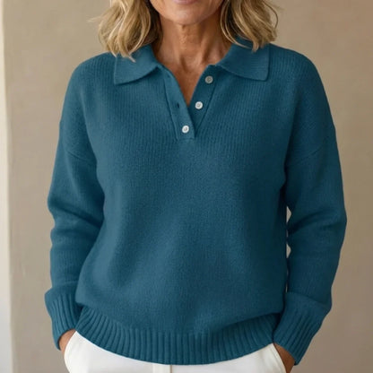 Women's Polo Sweater | Knit Collared Long Sleeve