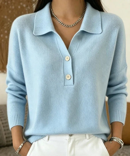 Women's Polo Sweater | Long Sleeve Knit V-Neck