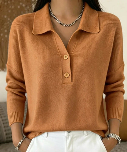 Women's Polo Sweater | Long Sleeve Knit V-Neck