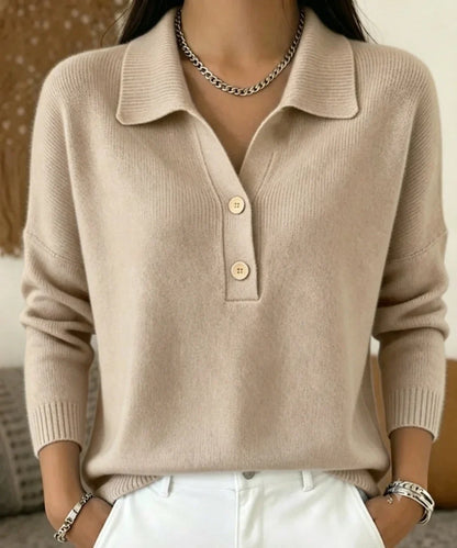Women's Polo Sweater | Long Sleeve Knit V-Neck