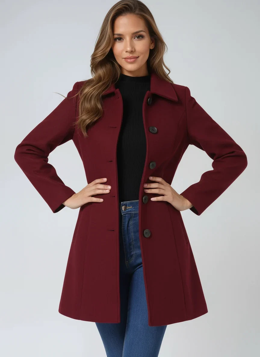 Women's Trench Coat | Classic Fit and Flare Button Front