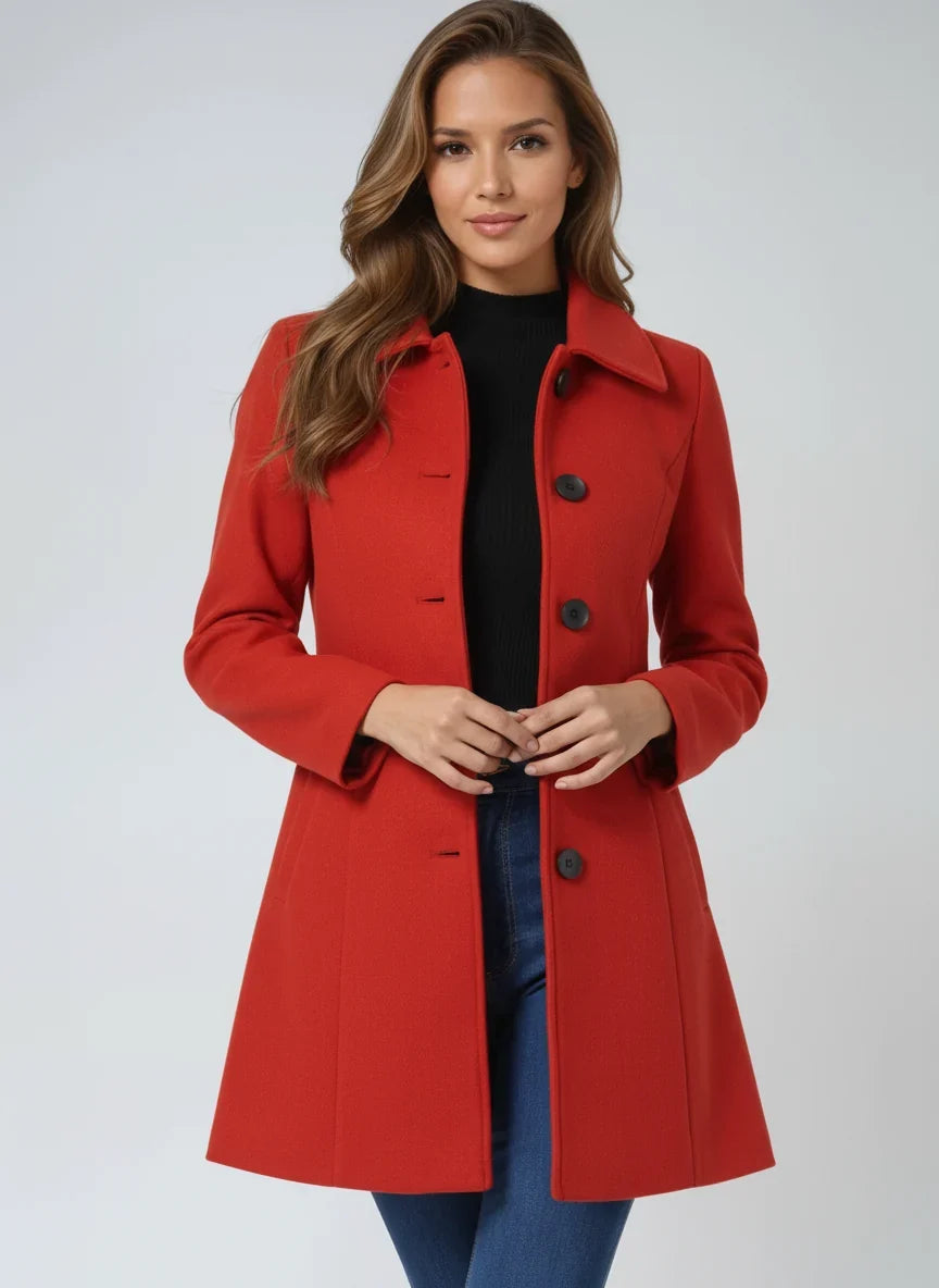 Women's Trench Coat | Classic Fit and Flare Button Front