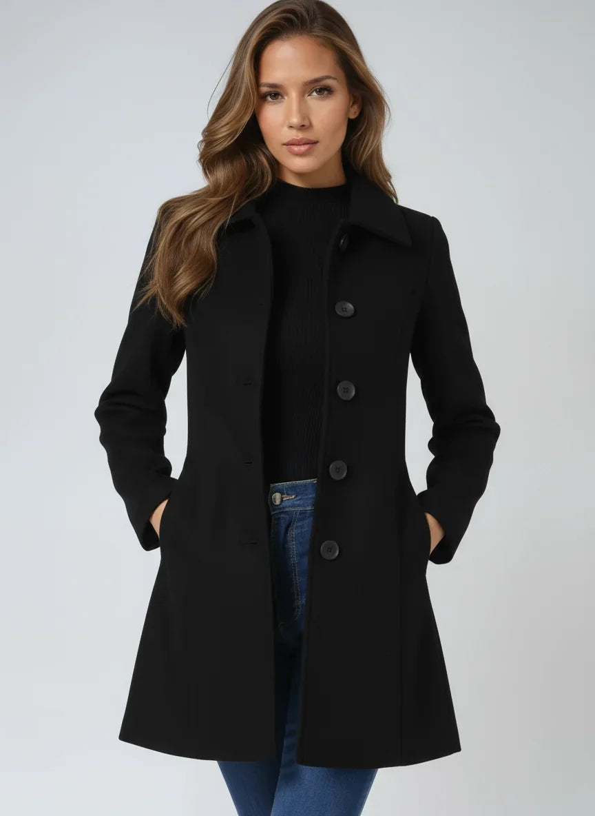 Women's Trench Coat | Classic Fit and Flare Button Front