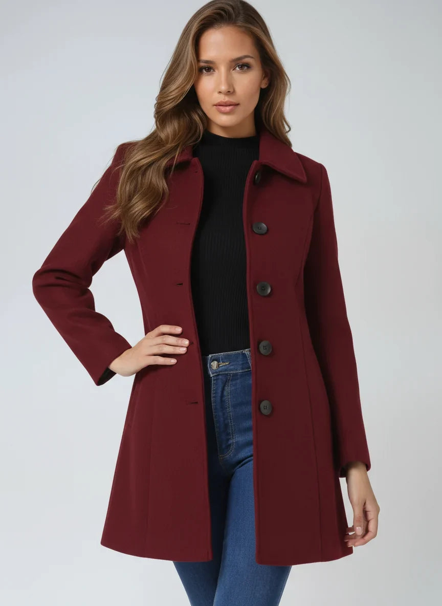 Women's Trench Coat | Classic Fit and Flare Button Front