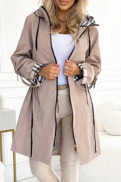 Women's Weatherproof Jacket | Hooded Plaid Lined Zip Front