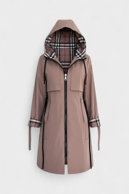 Women's Weatherproof Jacket | Hooded Plaid Lined Zip Front