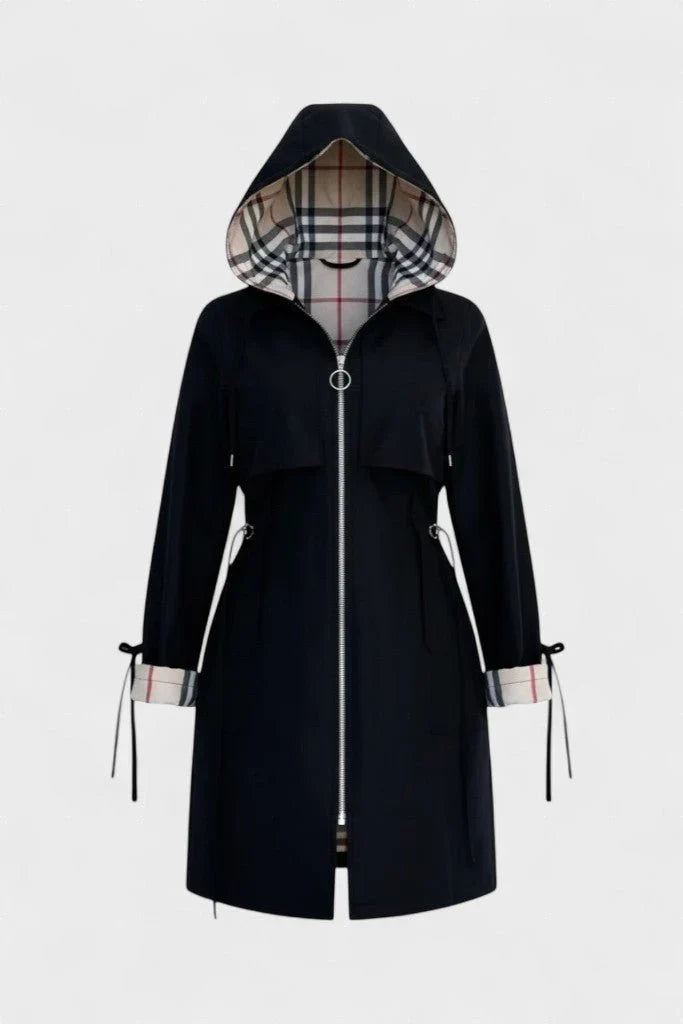 Women's Weatherproof Jacket | Hooded Plaid Lined Zip Front