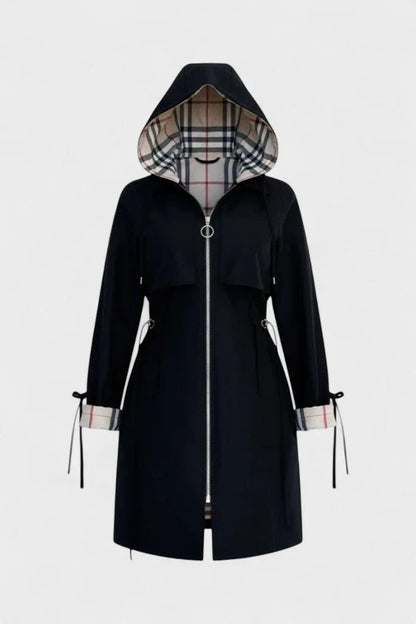 Women's Weatherproof Jacket | Hooded Plaid Lined Zip Front