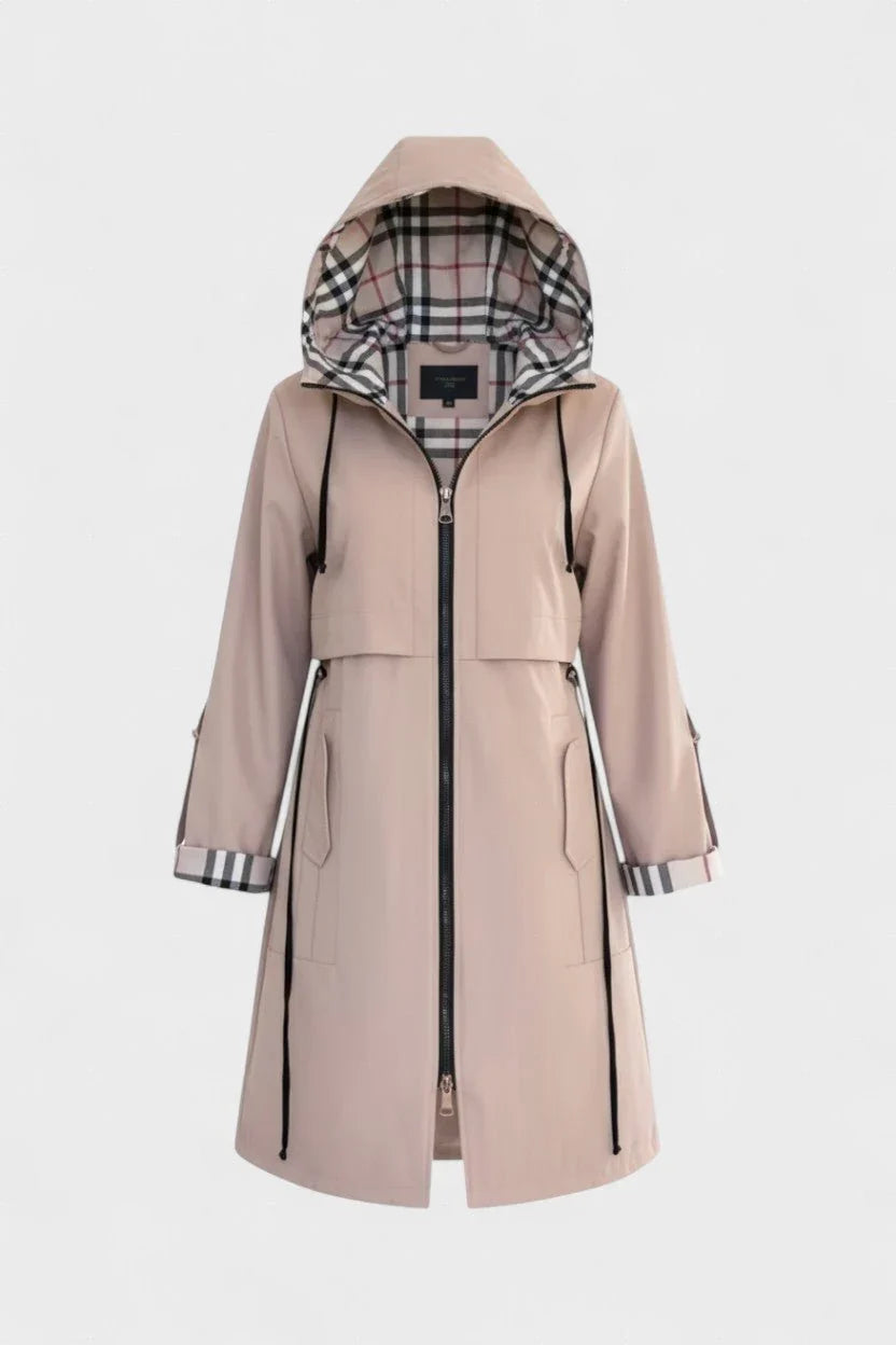 Women's Weatherproof Jacket | Hooded Plaid Lined Zip Front