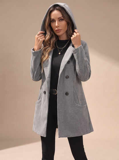 Penelope | Women's Double-Breasted Lapel Wool-Blend Coat with Pockets