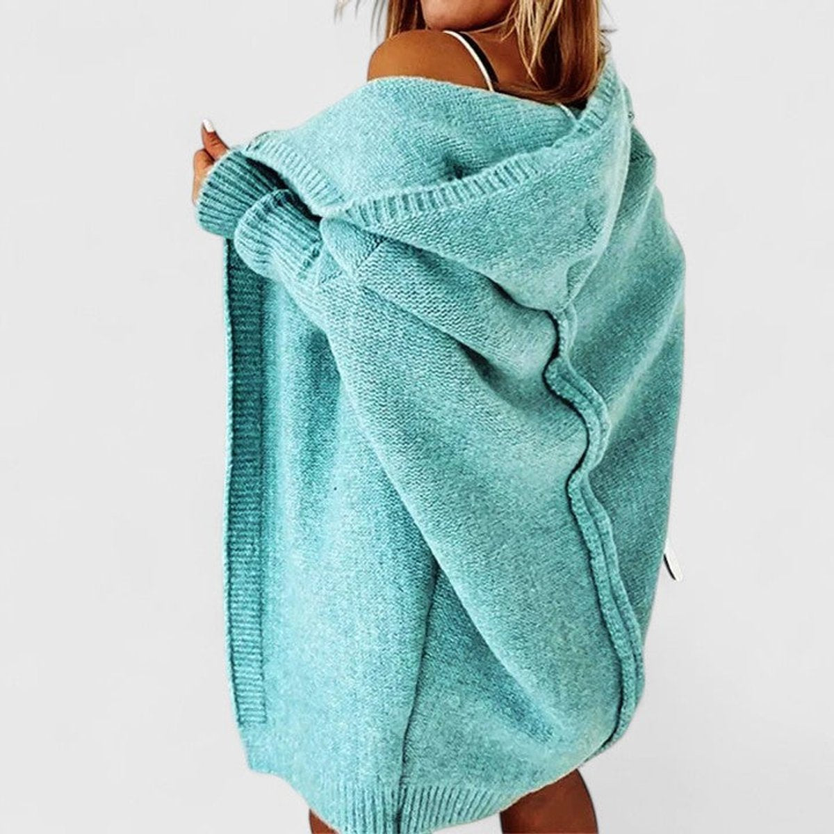 Emma | Women's Oversized Hooded Open-Front Knit Cardigan