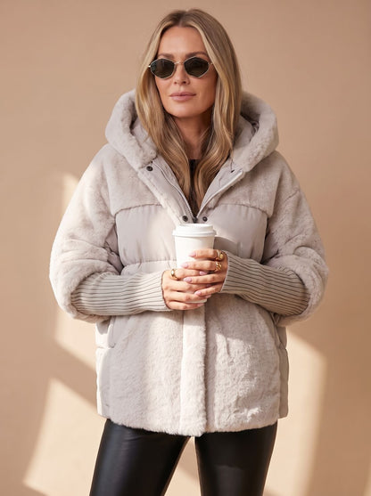 Layla | Women's Quilted Faux Fur Hooded Puffer Winter Jacket
