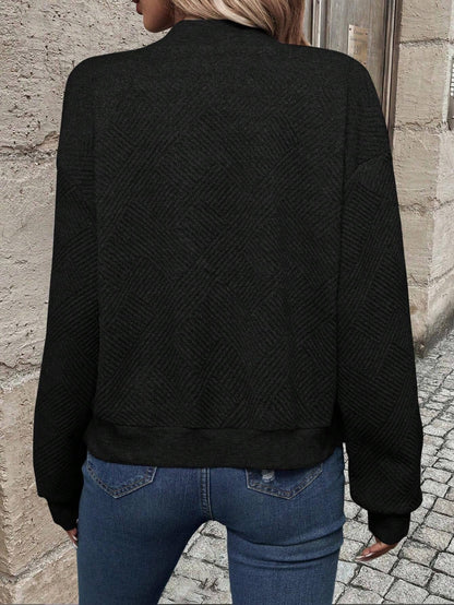 Women's Textured Zip Up Lightweight Bomber Jacket